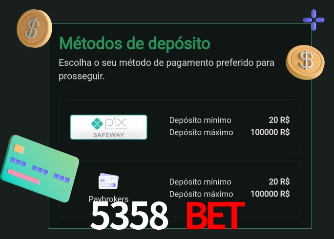O cassino 5358 BET oferece uma grande variedade de métodos de pagamento